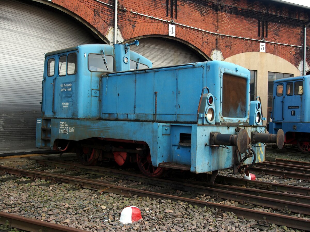 102 Rangierlok der VEB FettchemieKarl-Marx-Stadt im Sächsischen Eisenbahnmuseum in Chemnitz am 19.04.2017.