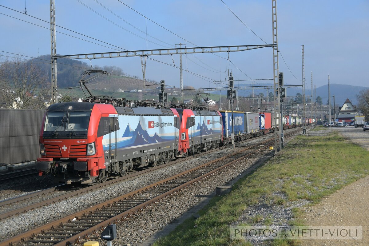 2019-11-24, SBB CFF FFS Cargo Gelterkinden
Locomotive électrique Siemens Vectron 
Br 193 474 [Mannheim]
