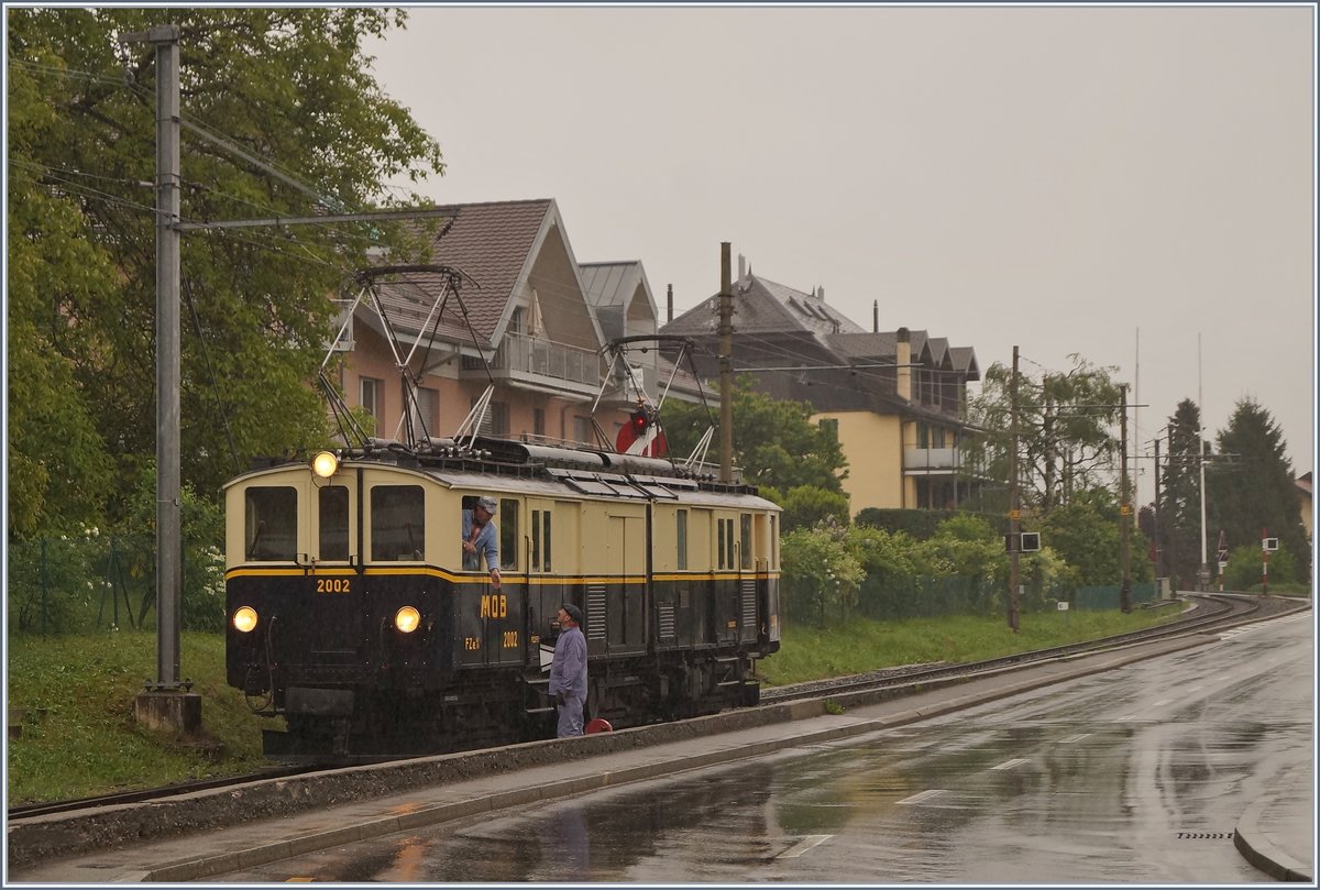 50 Jahre Blonay - Chamby; Mega Steam Festival: Und auch das Thema gemäss sehr kleine Angebot an elektrischer Traktion gefiel ausgezeichnet, insbesondere der MOB FZe 6/6 2002 zeigte sich im Gegensatz zum Wetter von der besten Seite.
Blonay, den 13. Mai 2018