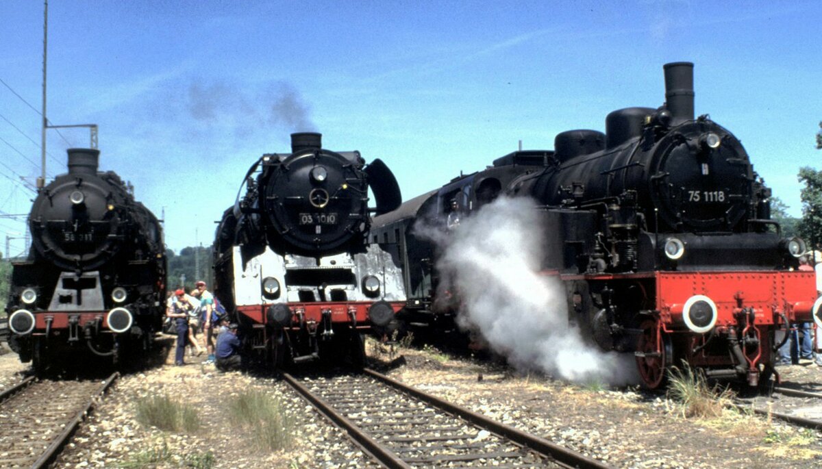 75 1118 und 03 1010 und 58 311 in Amstetten am 15.06.1996.