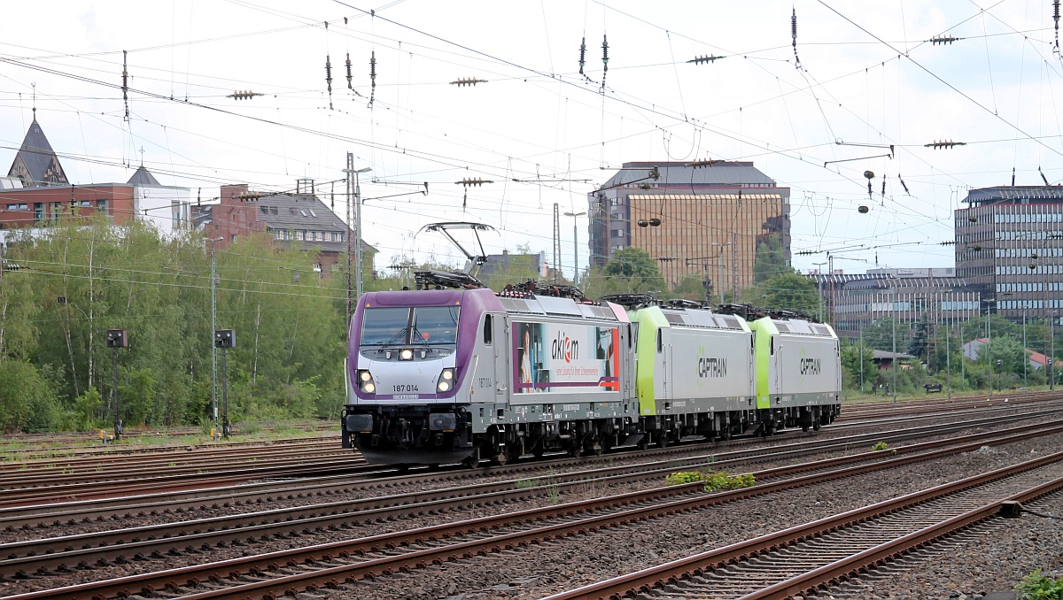 Akiem 187 014 + 185 503-0 + 185 533-7 D�sseldorf-Rath 11.07.2020