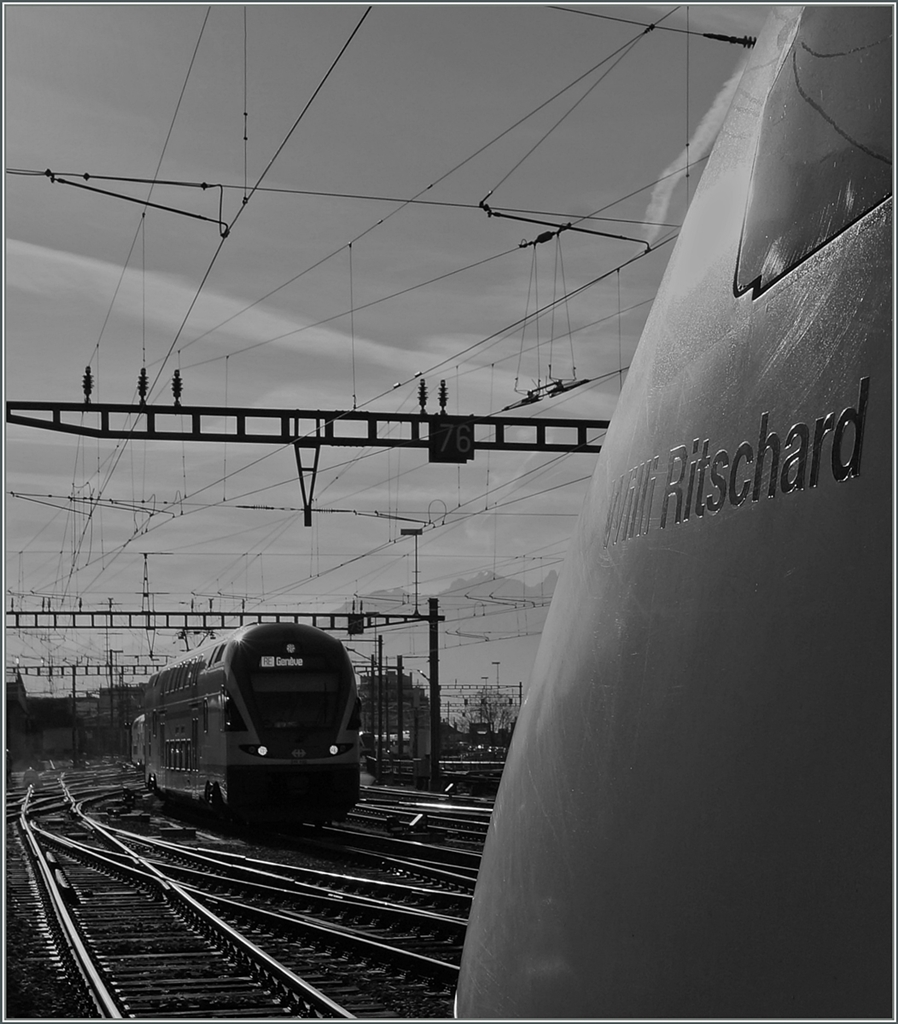 Als Willi Ritschard Bundesrat und Vorsteher der Verkehrs- und Energie-Departements war, hatte die Bahn alles andere als Kapazitasprobleme... 
(Hier nun die von Jeanny gewünschte S/W Version)
Lausanne, den 25. Feb. 2014 