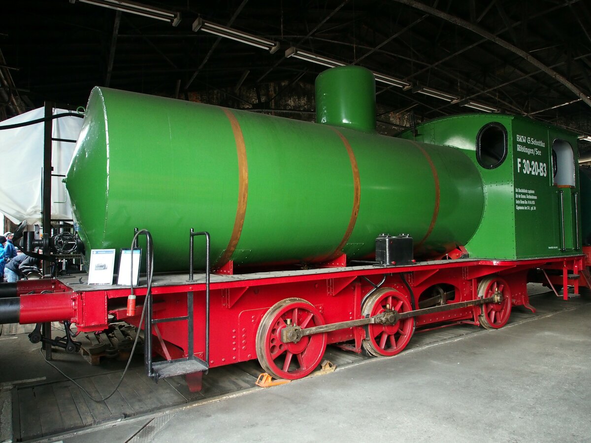 Dampfspeicherlok BKW G.Schottka Röblinger / See  F 30-20-B3 im SächsischenEisenbahnmuseum Chemnitz am 19.04.2017.
