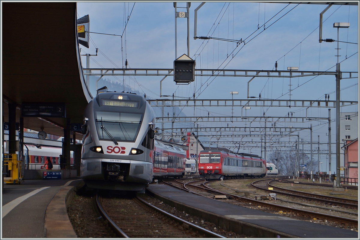 In Arth Goldau wartet ein SOB Flirt als S31 auf die Abfahrt nach Bibberbrugg.
17. März 2015