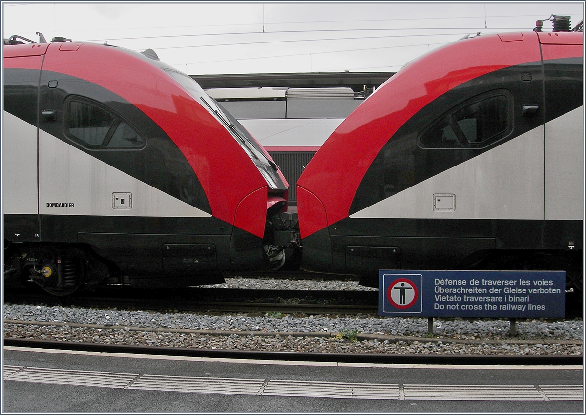In Lausanne stand der Mini Twindexx RABe 502 403-4 (UIC 94 85 0 502 403-4 CH-SBB und ein 94) IC Twindexx für Testfahten der Vielfachsteuerung. 
10. Nov. 2017