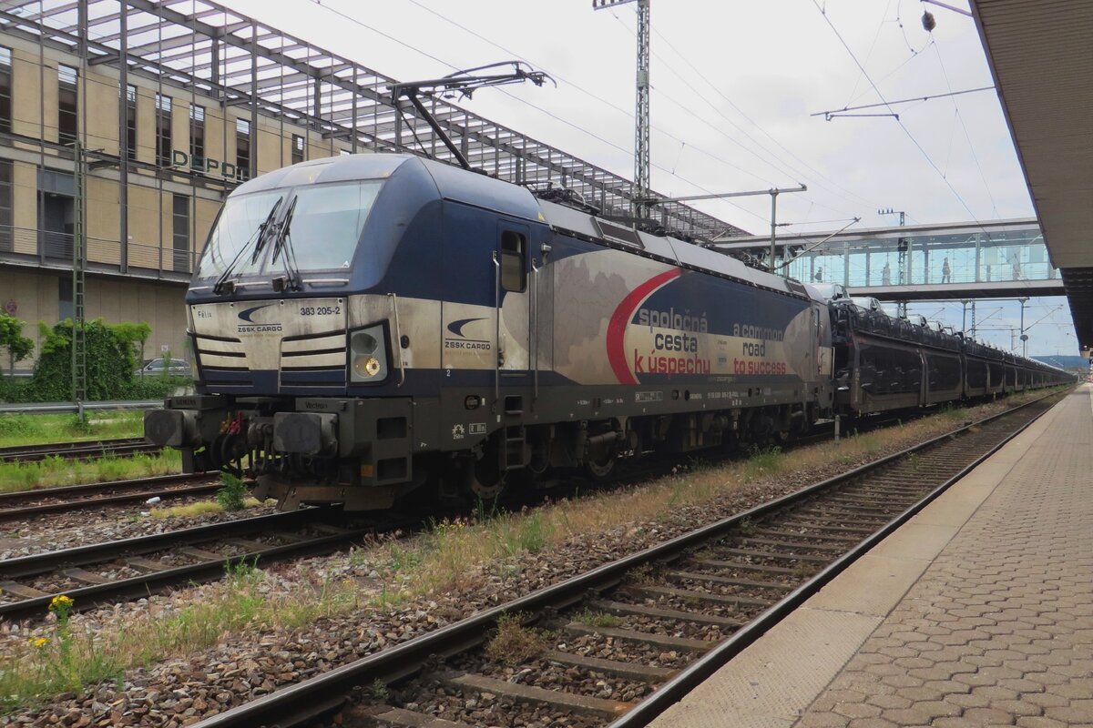 Leider waren die Belichtungsverh�ltnisse am 27 Mai 2022 in Regensburg f�r ZSSK Cargo 383 205 eher schlicht...