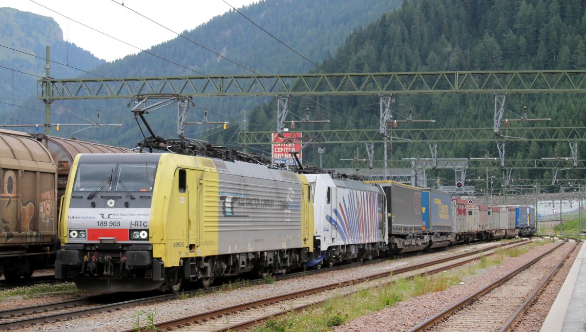 MRCE/RTC 189 903-8(ex DB 189 001-1, BJ 2002) und Lokomotion 186 444-6 mit KLV Einf. Brenner 18.07.2019