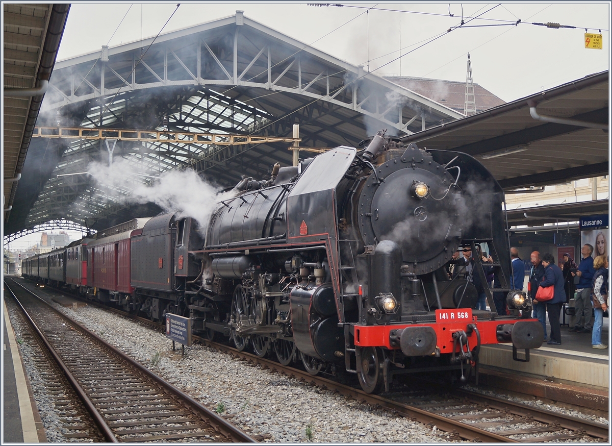 Nach ihrer Fahrt im Juni besuchte die SNCF  141 R 568 heute erneut Lausanne.
20. Okt. 2018