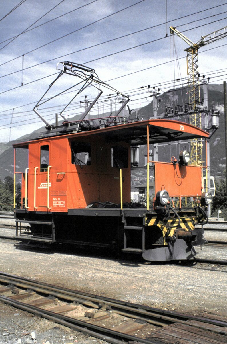 RhB Te 2/2 Nr.73 in Thusis im Oktober 1991.