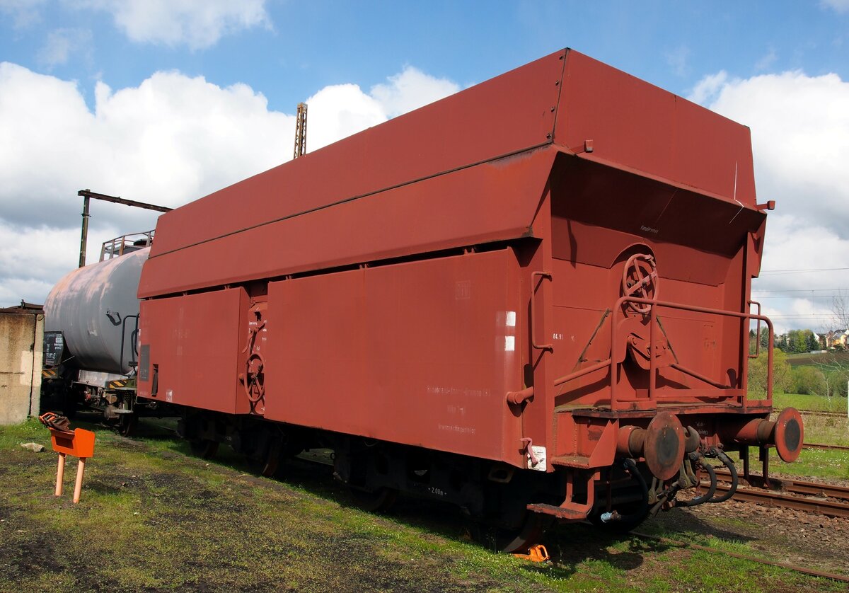 Seitenentladewagen im Sächsischen Eisenbahnmusem in Chemnitz am 19.04.2017.