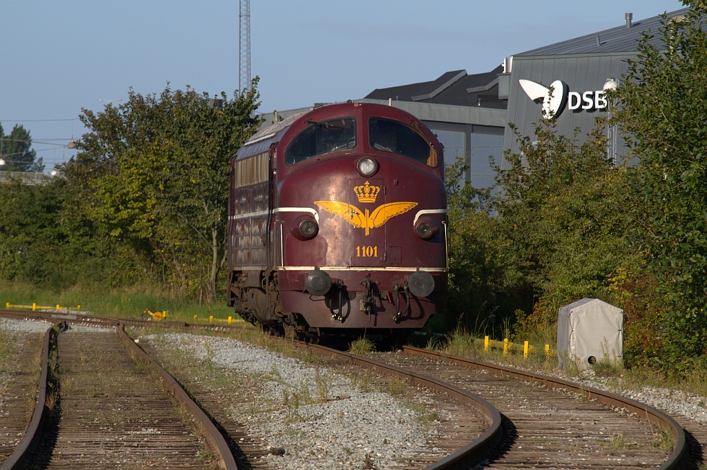 Sie ist immernoch aktiv im Dienst die DSB Museumslok Litra MY 1101 die hier am 18.09.2010 im Aarhus abgestellt steht.