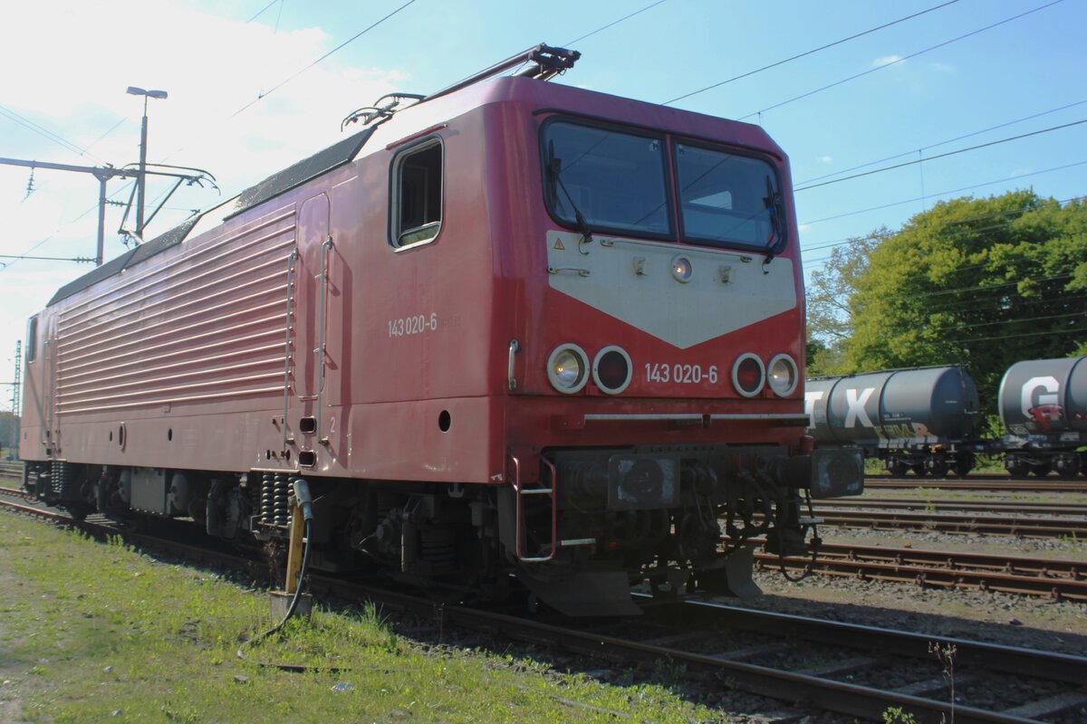 SRLS 143 020 sonnt sich am 26 April 2025 in Bad Bentheim und wird dort von 5 Fotografen auf dsen Chip gesetzt.