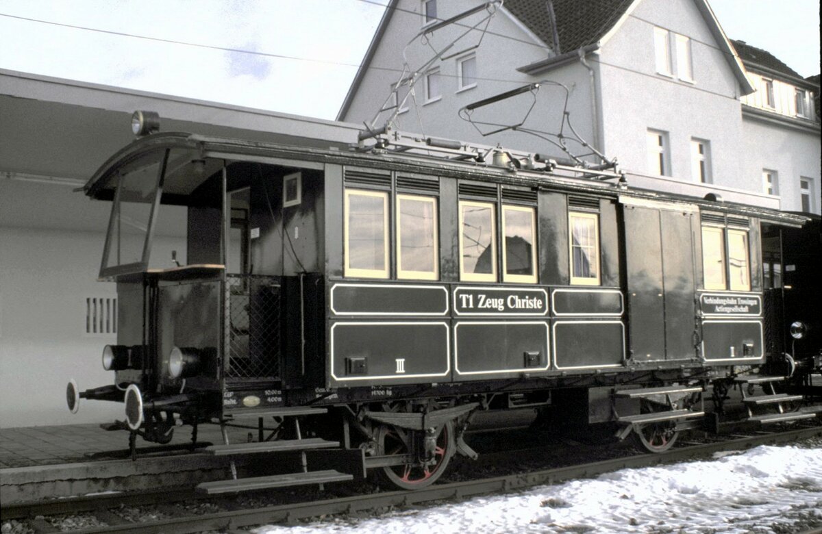 T 1  Zeug Christe  Baujahr 1898 von MAN/AEG L�P 10,00m, Fabrik Nr.369 in Trossingen Stadt zum Jubil�um 100 Jahre Trossinger Eisenbahn am 13.12.1998.
