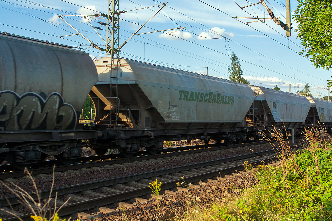 4-achsiger Drehgestell-Großraum-Getreidesilowagen 33 87 9334 293-6 F-CTC der Gattung Uagps der CTC - Compagnie de Transports de Céréales (heute zu ERMEWA) am 26 August 20213 im Zugverband bei der Durchfahrt in Pirna.

Diese Wagen mit Schwerkraftentladung sind für den Transport von Getreide, sowie Sonnenblumenkerne, Sojabohnen und Schrot geeignet. Der Wagen ist auf dem Dach auf der Längsachse mit einer Einfüllöffnung, auf der ganzen Dachlänge ausgestattet. Die Einfüllöffnung (11,9 x 0,4 m) wird mittels 4 klappbarer Abdeckungen verschlossen. Die Entladung erfolgt mittels Schwerkraft durch die 3 Entladeöffnungen zwischen den Drehgestellen, diese werden von der Wagenplattform vom Bedienungspersonal geöffnet. Die Entladung erfolgt gleismittig in den Raum unter den Wagen.

TECHNISCHE DATEN:
Gattung: Uagps 
Spurweite: 1.435 mm (Normalspur)
Anzahl der Achsen: 4
Länge über Puffer: 14.840 mm
Drehzapfenabstand: 9.800mm
Achsabstand im Drehgestell: 1.800 mm
Eigengewicht: ca. 20.500 kg
Maximales Ladegewicht: 59,5 t (Streckenklasse C oder höher)
Höchstgeschwindigkeit: 100 km/h
max. Ladevolumen: 94,0 m³
Ladegut: Getreide
Intern. Verwendungsfähigkeit: RIV

Die Bedeutung der Gattungs- und Kennbuchstaben (hier Uagps):
U  Sonder Wagen
a  mit 4 Achsen
g  für Getreide
p  Selbstentlader durch Schwerkraft
s Geschwindigkeit V max. 100 km/h
