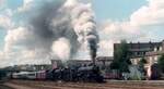DSB E 991 ( A/S Frichs Aarhus 1947, Byggenr 350 ) und R 963 ( A/S Frichs Aarhus 1924 Byggenr. 56 ) Einfahrt Kolding 28.08.1993  M.S/D.S