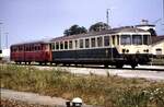 515 589-0 und rotem Steuerwagen 815 in Buchloe am 24.07.1983.