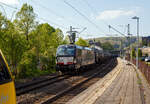 Die 193 611-1 / X4 E – 611 (91 80 6193 611-1 D-DISPO) der MRCE - Mitsui Rail Capital Europe GmbH (M�nchen) f�hrt am 28.04.2022 mit einem Kesselwagenzug durch den Bf Kirchen (Sieg) in Richtung