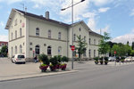   Empfangsgebäude vom Hauptbahnhof Deggendorf am 10.07.2015.