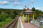   Endstation der Taunusbahn (KBS 637), der Haltepunkt Brandoberndorf (zur Gemeinde Waldsolms) am 11.08.2014.