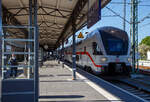Der vierteilige Stadler KISS - IC2 4113 der Baureihe 4110 (ex Westbahn) der DB Fernverkehr AG steht am 15 Mai 2022, als IC 2275 von Warnem�nde via Rostock und Berlin nach Dresden Hbf, im Bahnhof