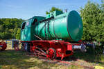   Die Feuerlose Dampfspeicherlok Jung 11722 vom Typ Freia als Denkmallok am 31.05.2020 in Niederfischbach.