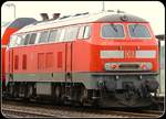 Portraitaufnahme der Braunschweiger Gastlok 218 452-1 die heute überraschend durch Schleswig fuhr.