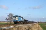 RDC DE 2700-03, die ehemalige NOB  Kinderlok  vor Autozug am Bü Triangel 1.4.2026