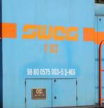 F�hrerstandsbeschriftung der SWEG V 103, jetzt mit der aktuellen NEG NVR Nummer        98 80 0575 003-5 D-NEG Pattburg, 30.09.2021