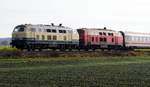 218 489-3 RP und 218 434-9 mit IC Allg�u bei Bellenberg am 21.11.2020.