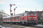 218 491-7 mit Nahverkehrszug in Vöhringen am 22.02.2010.