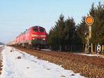 218 458-2und eine weitere 218 mit IC 2013 Allgäu bei Bellenberg am 12.02.2015.