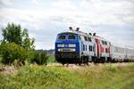 218 056-1 und 218 mit IC 2012 Allgäu am 20.07.2023 bei Bellenberg in Richtung Ulm.