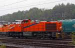 Im Regen - Die northrail MaK G 1206 (275 804-3), vermietet an die HGB Hessische G�terbahn (Buseck), abgestellt am 14.09.2012 in Betzdorf/Sieg.