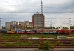Abgestellt im Münster am 31 Mai 2022 aus unseren IC aufgenommen, (von links nach rechts):    Die Köf III (mit GW und Funk) Behefa 335-202  (98 80 3335 220-0 D-LUW), ex DB Bahnbau Gruppe 335