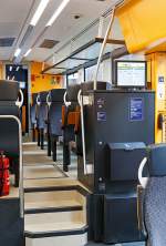Innenraum von einem ALSTOM Coradia LINT 81 der vlexx (Vier-L�nder-Express), hier am 28.02.2015 im Hbf Frankfurt am Main.