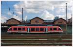 Der Dieseltriebwagen 640 014 (9580 0 640 014-6 D-DB ABp) ein Alstom Coradia LINT 27 der 3-L�nder-Bahn steht am 17.08.2013 am Gleis 55 im Hbf Siegen, als RB 93 (Rothaarbahn) Siegen-Kreuztal-Bad