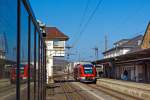   Der Dieseltriebwagen 640 017 (95 80 0640 017-9 D-DB) ein Alstom Coradia LINT 27 der 3-Länder-Bahn als RB 93 (Rothaarbahn) Siegen Hbf - Kreuztal - Bad Berleburg, hier am 08.03.2014 im Bahnhof