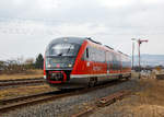   Der Desiro 642 697 / 642 197 (95 80 0642 697-6 D-DB / 95 80 0642 197-7 D-DB)  Thermalbad Wiesenbad  der Kurhessenbahn fährt am 24.03.2018, als RB 42 von Brilon Stadt via Willingen nach