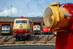   Lokschuppenfest 2017 im Südwestfälischen Eisenbahnmuseums in Siegen, am 26.08.2017 ein Blick von der Drehscheibe auf der Legenden der DB.....