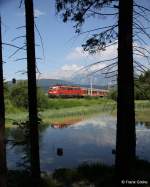DB 111 003-0 vor RB 5413 M�nchen - Innsbruck, Mittenwaldbahn / Karwendelbahn KBS 960 M�nchen - Mittenwald - Innsbruck, fotografiert bei Seefeld in Tirol am 02.06.2010 