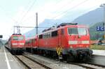 111 038-6 und 111 005-5 in Mittenwald am 11.08.2012.