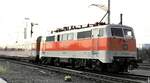 111 150-9 Ruhrschnellverkehr bei der Parade zum Jubil�um 150 Jahre Deutsche Eisenbahn in N�rnberg am 14.09.1985.