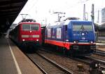 185 419-9 von raildoxmit G�terzug und 111 162 mit Nahverkehrszug in Ulm am 23.09.2014.