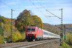 120 108-6 mit ÖBB EC bei Amstetten am 19.10.2012.