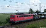 Zum Abschluss der 140er-Serie noch ein qualitativ zwar nicht ganz so gelungenes, daf�r aber sehr aktuelles Foto:  EGP 140 876-4 ( Eisenbahngesellschaft Potsdam mbH ) vor Autotransportzug nach Bremen,