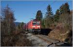 Die DB 143 312-7 zwischen Aha und Schluchsee auf der Dreiseebahn.
