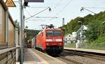 152 152-5 mit einem leeren Autotransporter und der Rest offene 4-achsige Hochbordwagen in Lonsee am 03.09.2023.