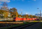   Nun ist die DB Cargo 185 363-9 (91 80 6185 363-3 D-DB) die Zuglok und hat die (nun kalte) 185 318-3 (91 80 6185 318-3 D-DB) und einen Leerzug am Haken.