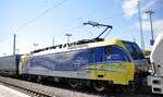 189 912-9 Lokomotion 912 (91 80 6 189 912-9-D-LM) mit Werbung Moving Europe, eine Siemens ES 6 F 4 in Rosenheim am 12.08.2022.