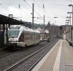 ET 22007 (2-teiliger Stadler Flirt) der Abellio Rail NRW f�hrt am 23.12.2011 in den Bahnhof Kreuztal ein.